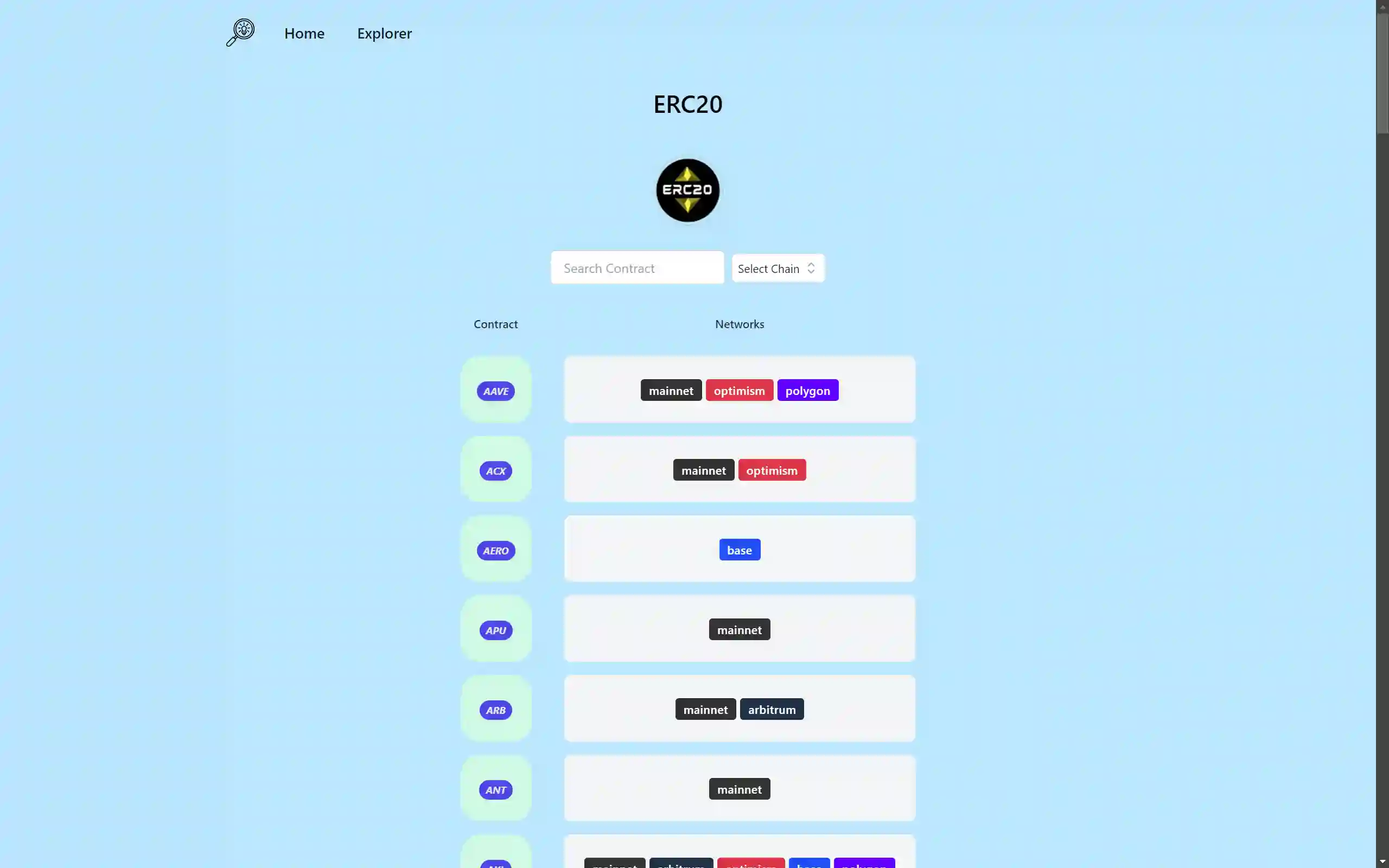 EVM Explorer Erc20